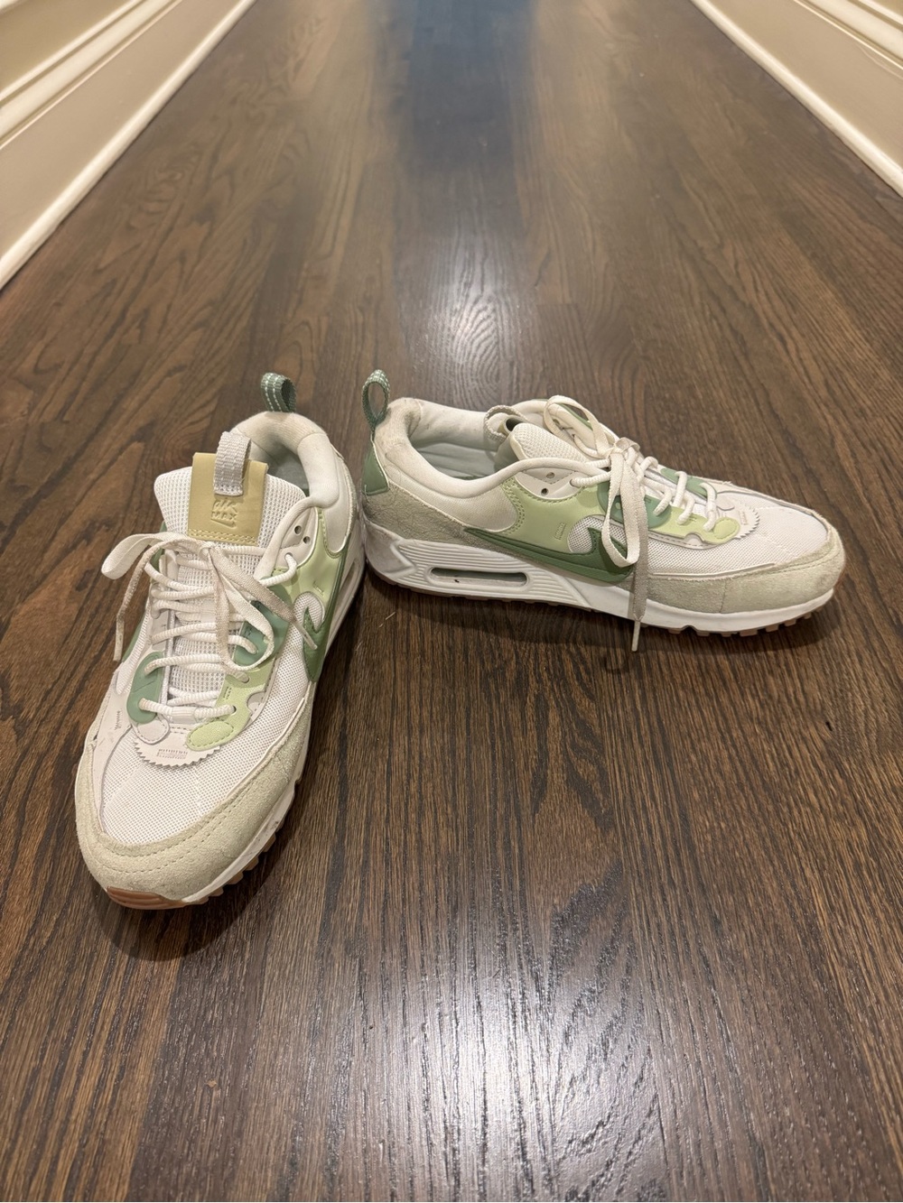 Nike Women's Air Max 90 Futura Sneakers in White and Light Green